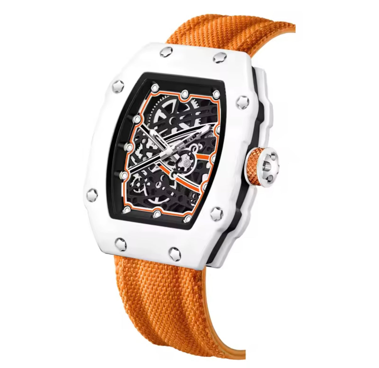 Ultra-Thin Barrel-Shaped Quartz Movement Unisex Watch Tonneau Design With Nylon Strap Wristwatch
