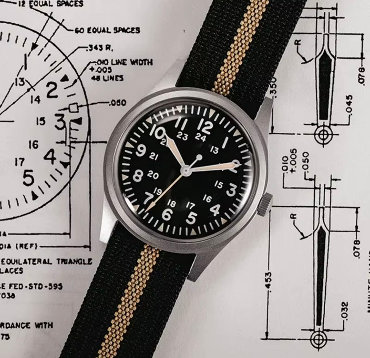 RDUNAE RA03 34.5mm Military Men Vintage Quartz Watch G10 Miyota 2035 Watches K1 Mineral Glass Stainless Steel Wristwatch