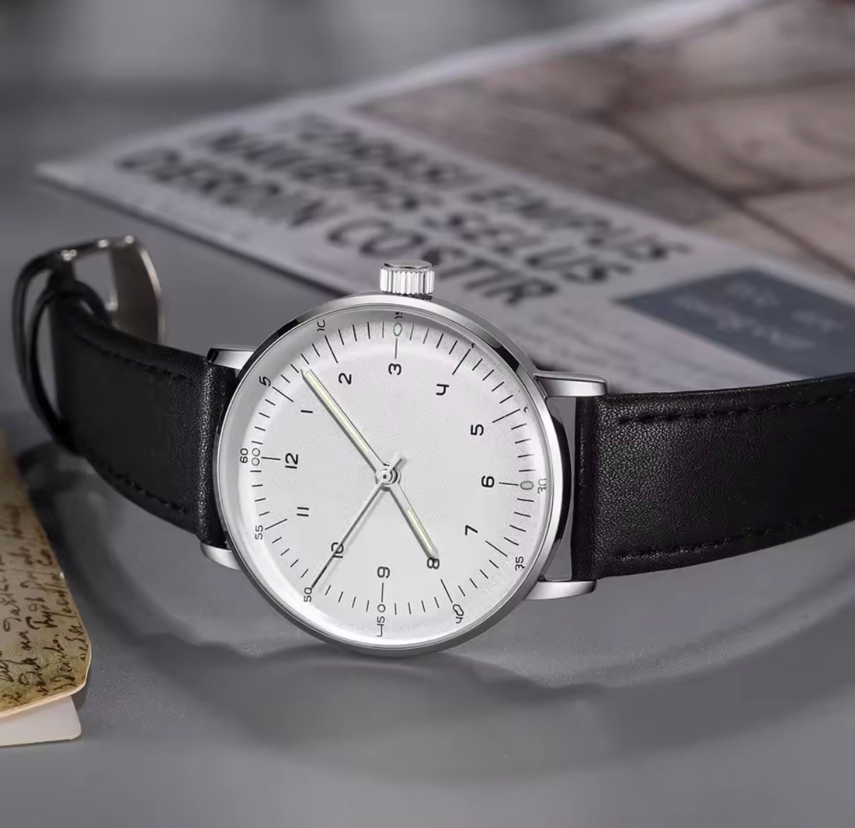 Minimalist Mechanical Wristwatch Watch Unisex Automatic Movement Vintage Hat Glass Timepieces