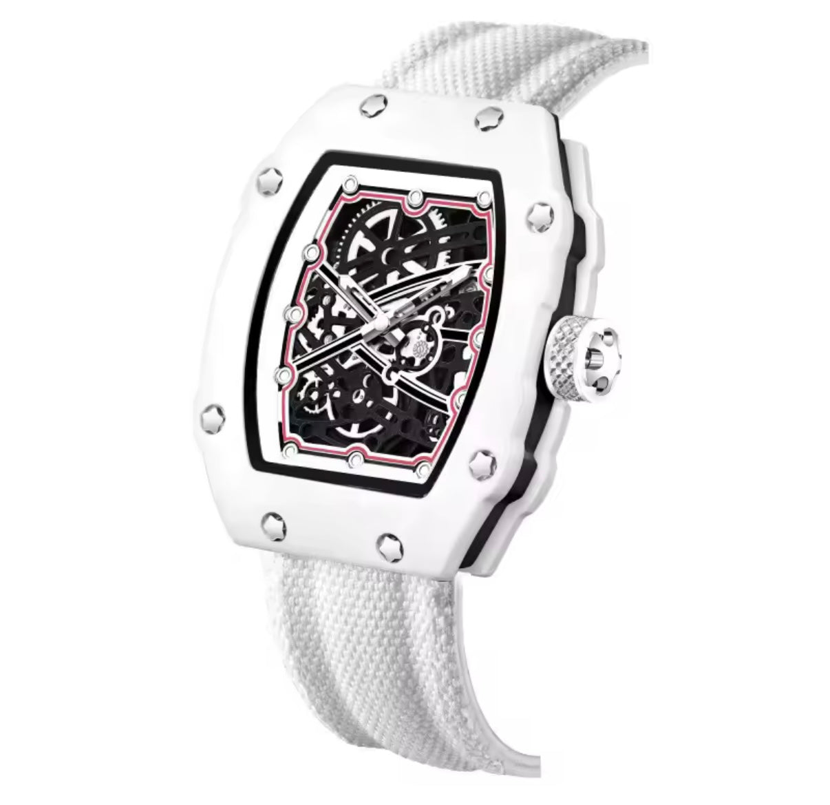 Ultra-Thin Barrel-Shaped Quartz Movement Unisex Watch Tonneau Design With Nylon Strap Wristwatch