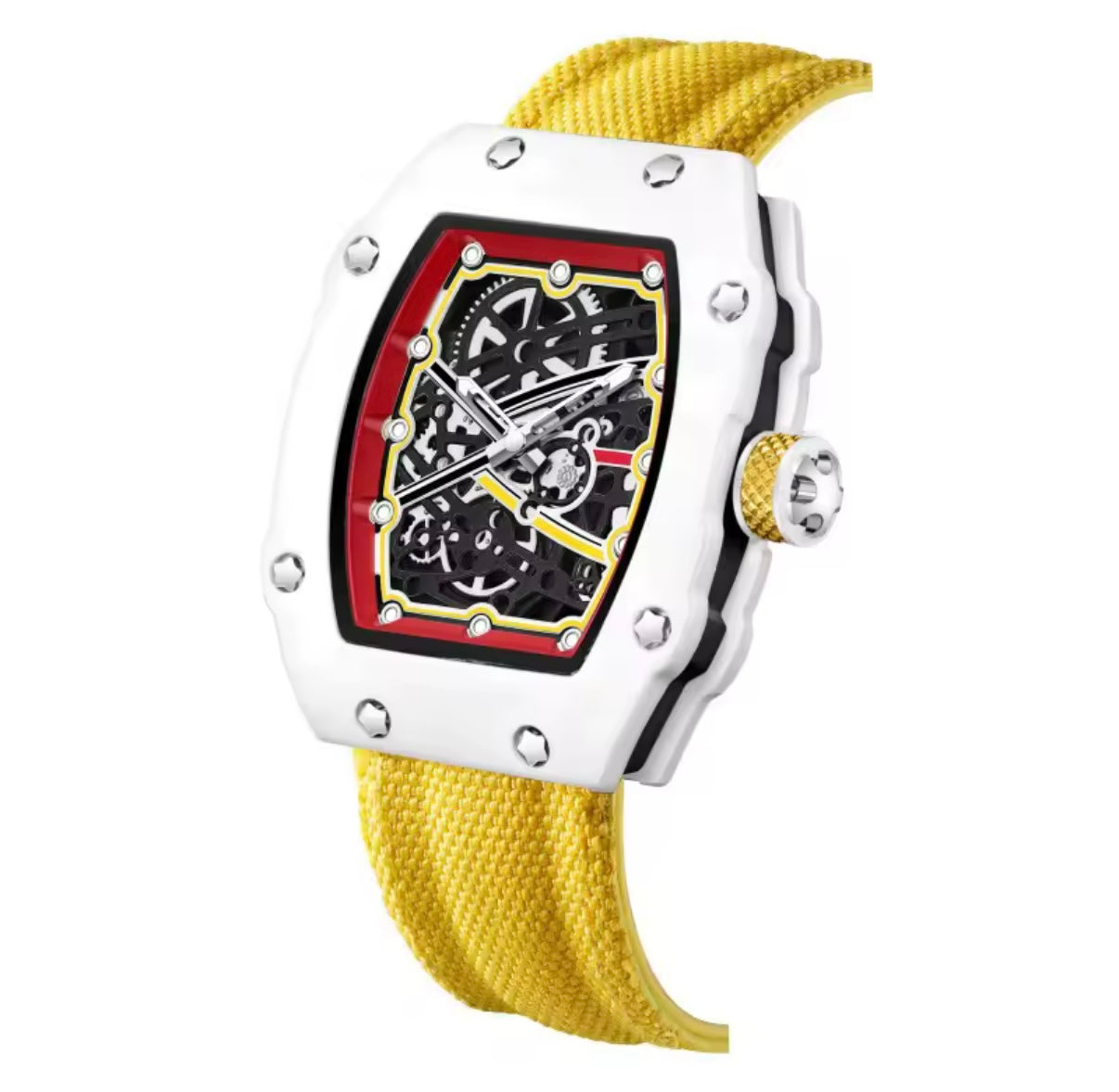 Ultra-Thin Barrel-Shaped Quartz Movement Unisex Watch Tonneau Design With Nylon Strap Wristwatch