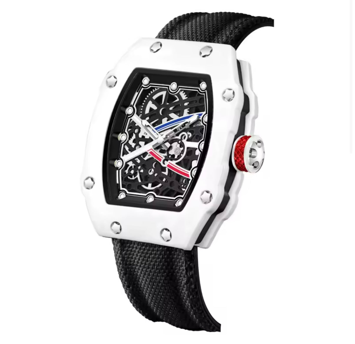 Ultra-Thin Barrel-Shaped Quartz Movement Unisex Watch Tonneau Design With Nylon Strap Wristwatch