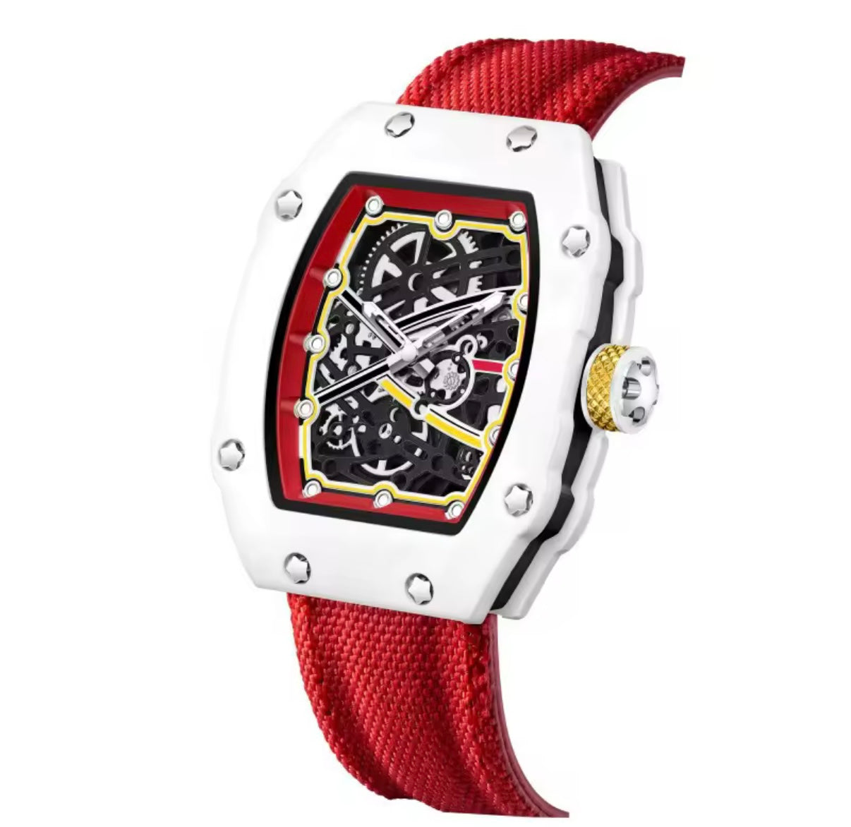 Ultra-Thin Barrel-Shaped Quartz Movement Unisex Watch Tonneau Design With Nylon Strap Wristwatch