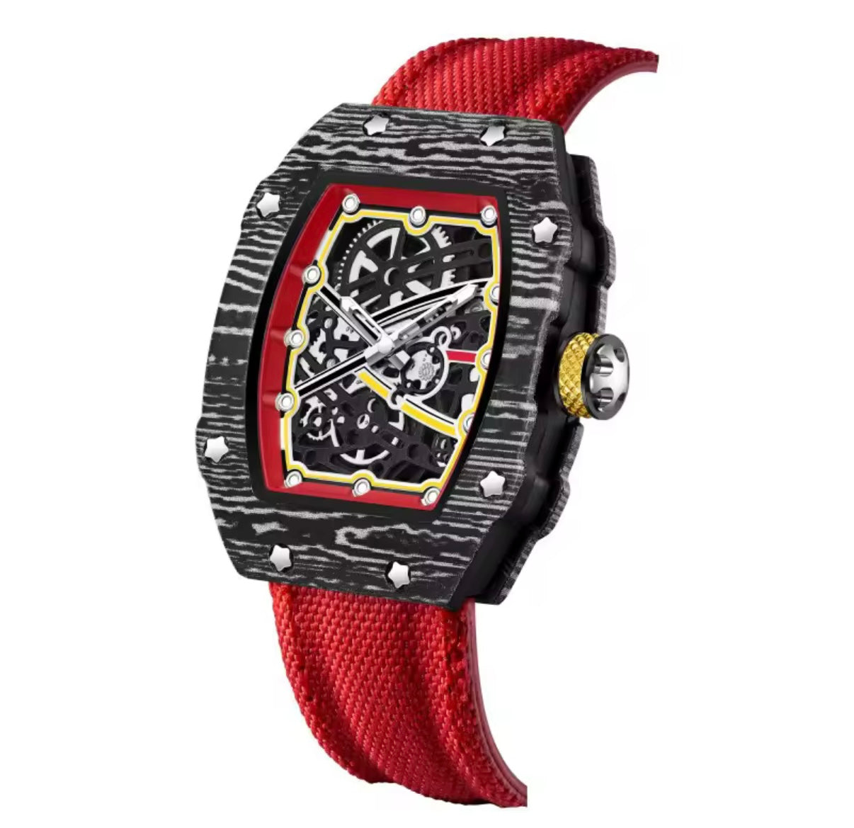 Ultra-Thin Barrel-Shaped Quartz Movement Unisex Watch Tonneau Design With Nylon Strap Wristwatch