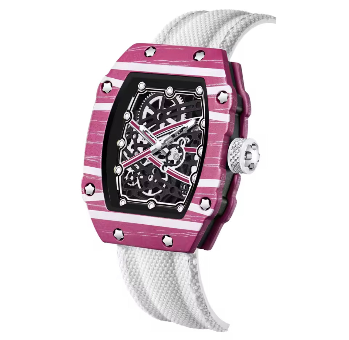 Ultra-Thin Barrel-Shaped Quartz Movement Unisex Watch Tonneau Design With Nylon Strap Wristwatch