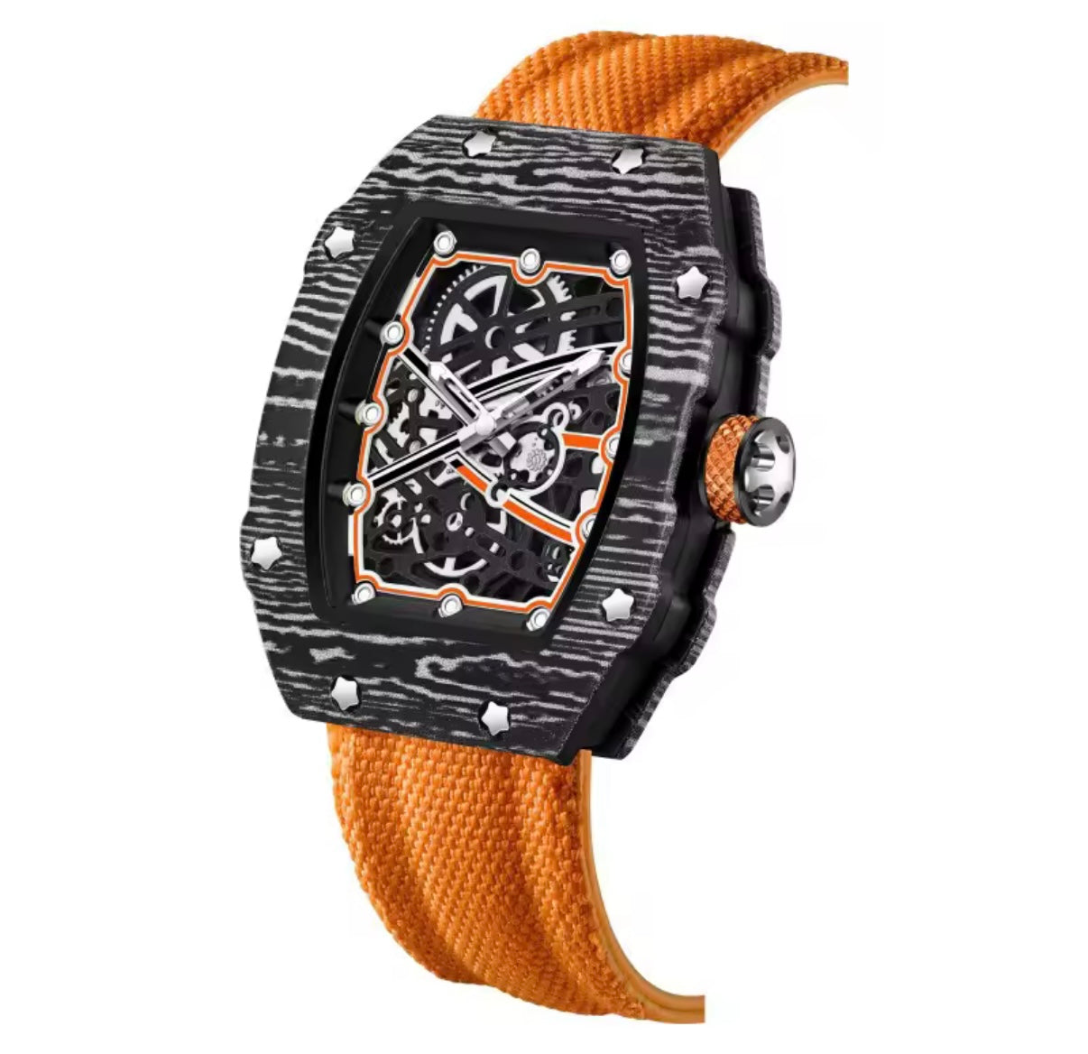 Ultra-Thin Barrel-Shaped Quartz Movement Unisex Watch Tonneau Design With Nylon Strap Wristwatch